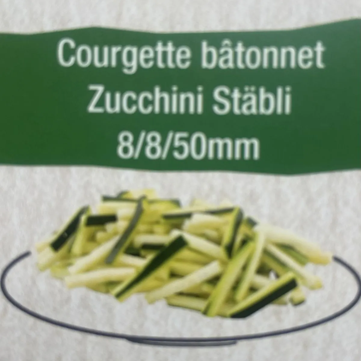 Courgettes bâtonnets 5Kg 8/8/50mm
