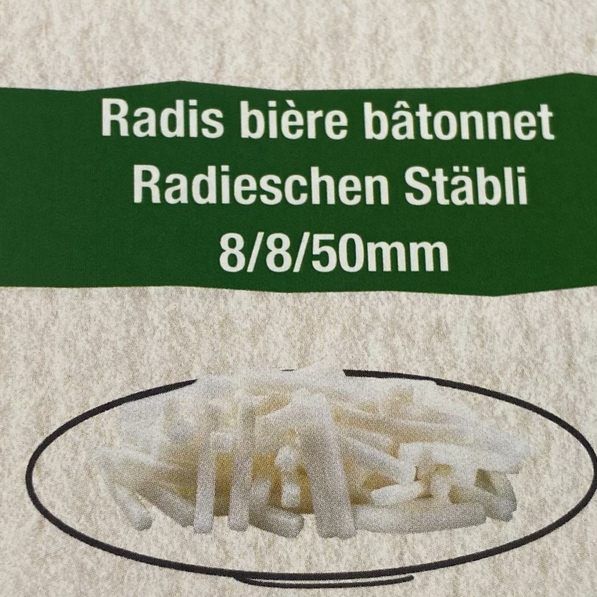 Radis Bière Bâtonnets 8/8/50mm 500Gr