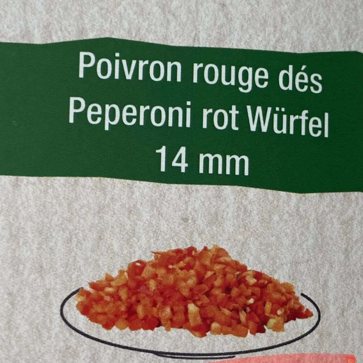 Poivrons rouges dés 14 mm 500gr